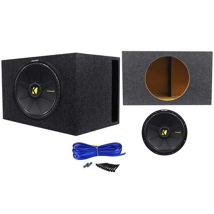 Kicker 40CWS154 CompS 15" 1200 Watt 2-Ohm Car Subwoofer+Vented Sub Enclosure Box N7