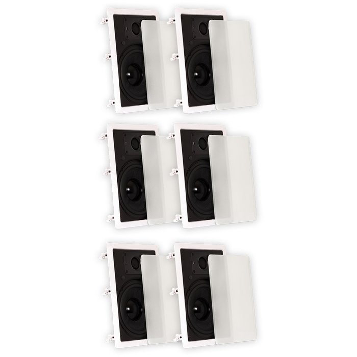Theater Solutions TSS8W In Wall 8" Speakers Surround Sound Home Theater Deluxe 3 Pair Pack 3TSS8W