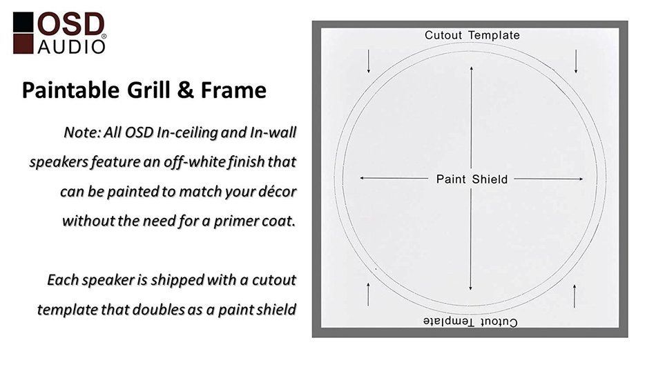 OSD Audio CW840SQ White 8-inch Poly Square In-Ceiling or In-Wall Speaker Pair N7