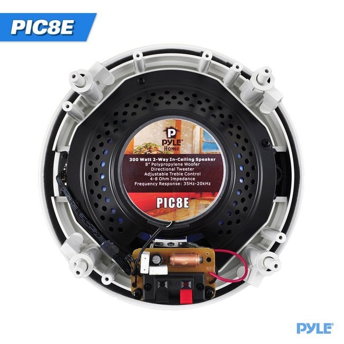 Pyle Home PIC8E 300 Watt High-End 8-Inch Two-Way In-Ceiling Speaker System with Adjustable Treble Control (Pair) N8