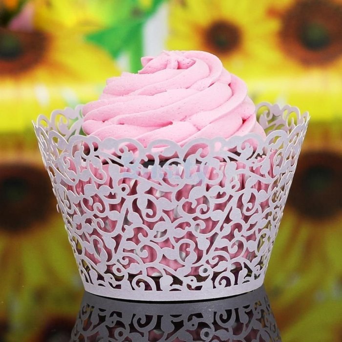 TStoy 100pcs Filigree Little Vine Lace Laser Cut Cupcake Wrapper Liner Baking Cup Muffin Case Trays Wedding Birthday... N2