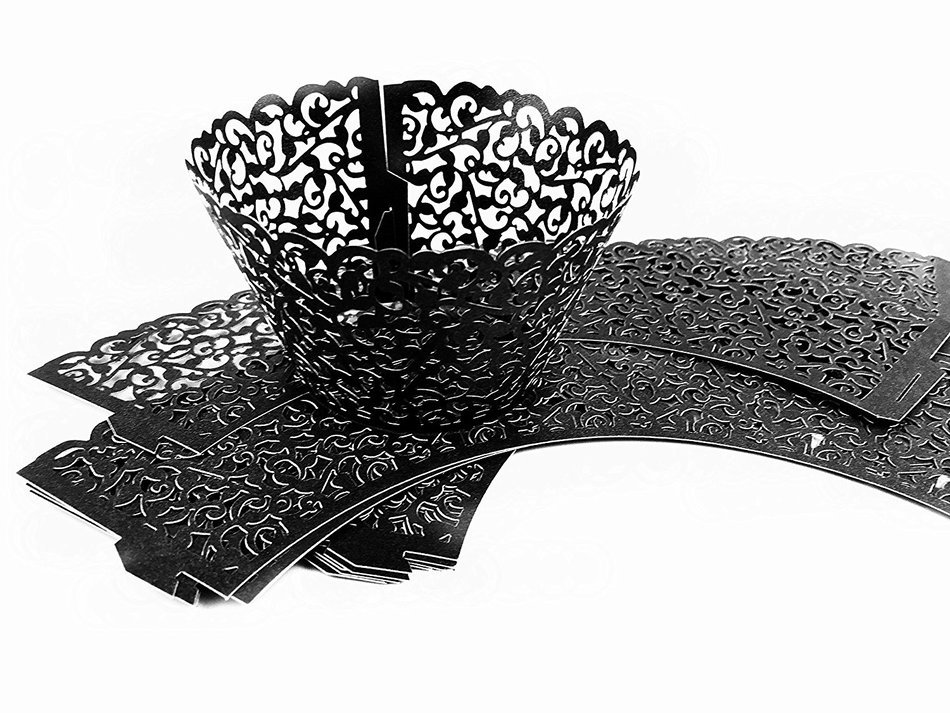 Yansanido 12 set pink Filigree Artistic Bake Little Vine Lace Laser Cut Cupcake Wrapper Cup Muffin Case Trays... N17
