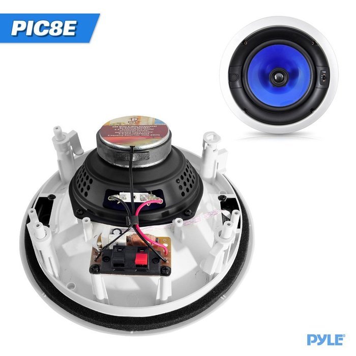 Pyle Home PIC8E 300 Watt High-End 8-Inch Two-Way In-Ceiling Speaker System with Adjustable Treble Control (Pair) N12