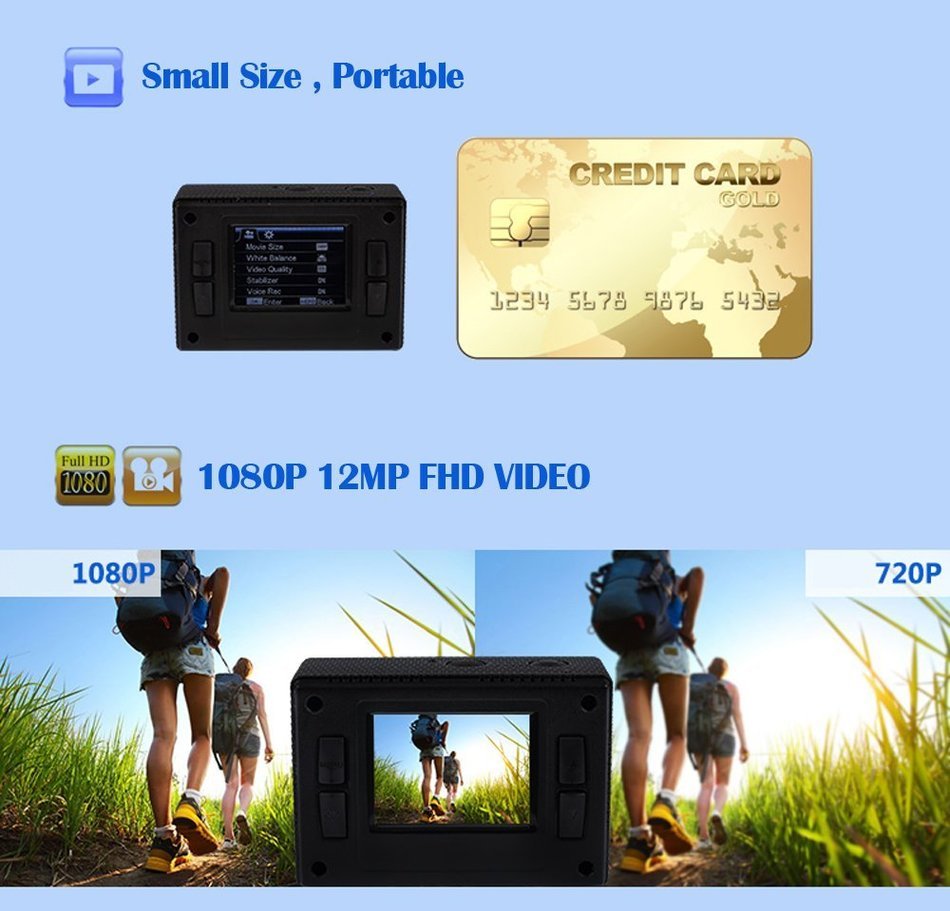 HULKER 007 Waterproof Action camera WIFI 12MP 1080P 30fps underwater 45M 1100mah battery 120Degree Wide angle... N2