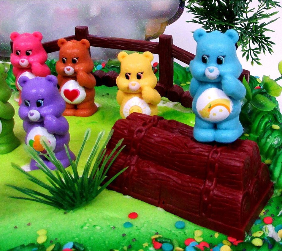 CARE BEARS 16 Piece Birthday CAKE Topper Set, Featuring 10 Care Bear Figures, Decorative Themed Accessories, Figures... N3