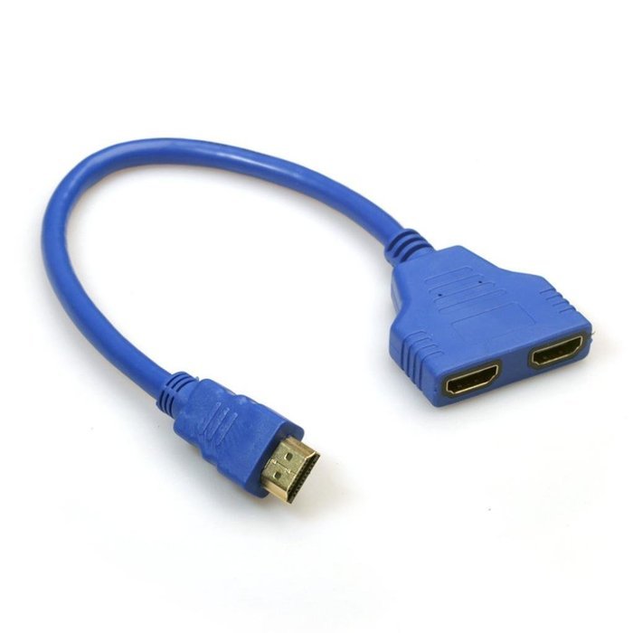 GBSELL HDMI 1 to 2 Split Double Signal Adapter Convert Cable for Video TV HDTV Blue