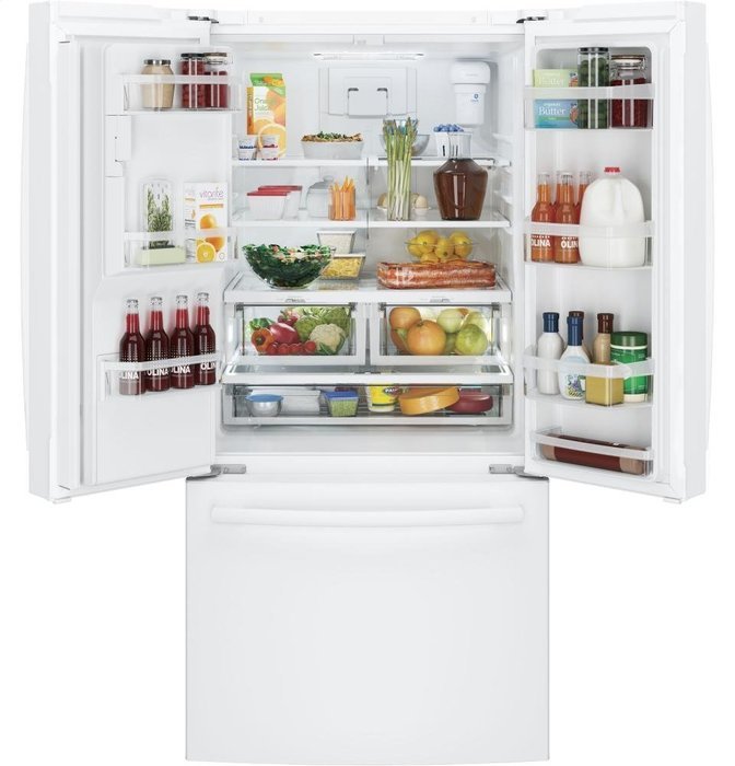 GE GFE24JGKWW 33" Energy Star Qualified French-Door Refrigerator with 23.8 Cu. Ft. Capacity, in White