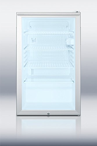 Summit SCR450L7HH 20" Commercially Listed Compact Refrigerator With 4.1 cu. ft. Capacity Glass Door Factory Installed...
