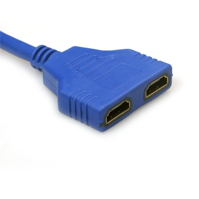GBSELL HDMI 1 to 2 Split Double Signal Adapter Convert Cable for Video TV HDTV Blue N2