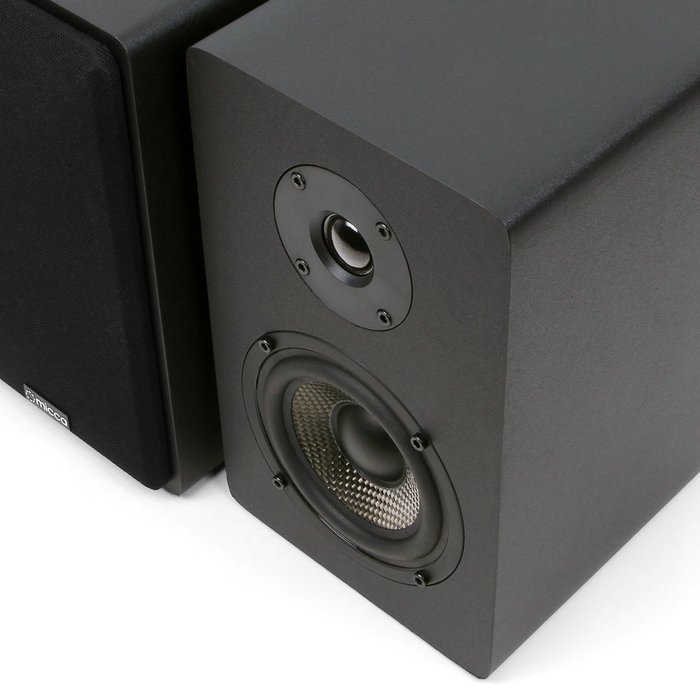 Micca MB42X Bookshelf Speakers With 4-Inch Carbon Fiber Woofer and Silk Dome Tweeter (Black, Pair) and AmazonBasics... N3