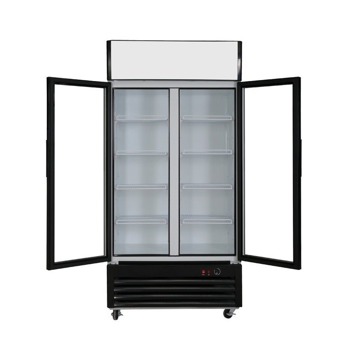 518L Glass Display Showcase Pull Doors 2-Door Commercial Refrigerator Beer Soda Cola Drinks Beverages Merchandiser...