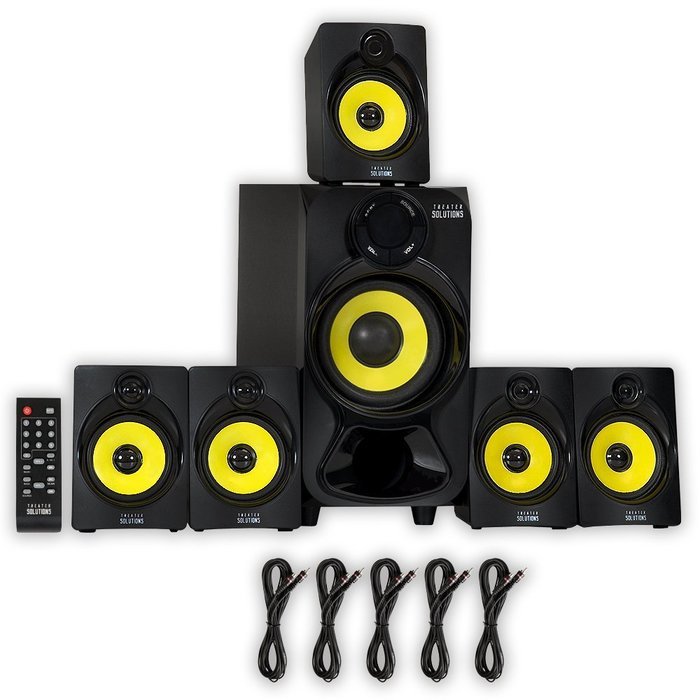 Theater Solutions TS518 Bluetooth Home Theater 5.1 Speaker System with FM Tuner and 5 Extension Cables N4