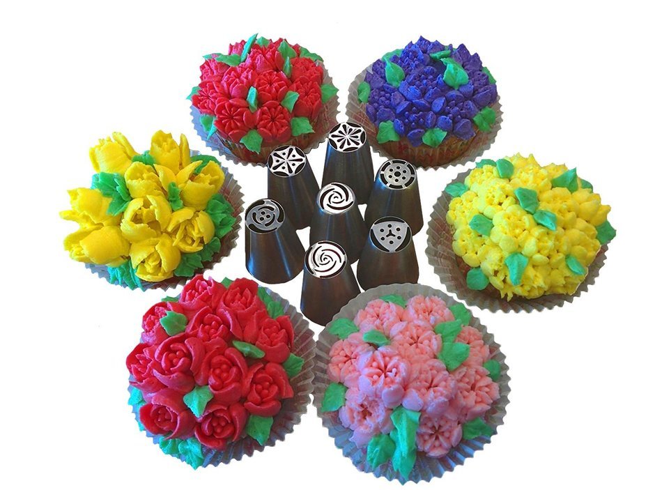 Russian Piping Tips - 15 Piece Set of Large Stainless Steel Cake Decorating Tips To Create Stunning Professional...