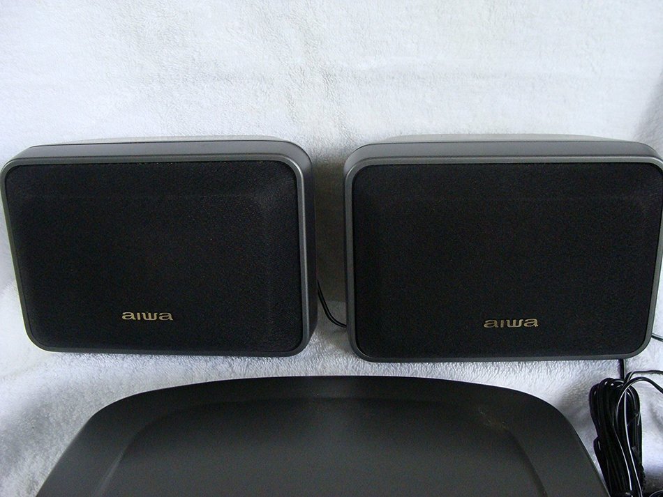Aiwa Black Net SX-R210 Surround Speaker System 2 Bookshelf Surround Speakers N3