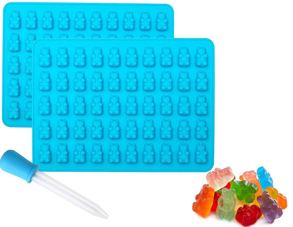 Gummy Bear Chocolate Molds and Candy Making Molds 2 Pack Plus Bonus Dropper for easy filling Make 100 Gummy Bears...
