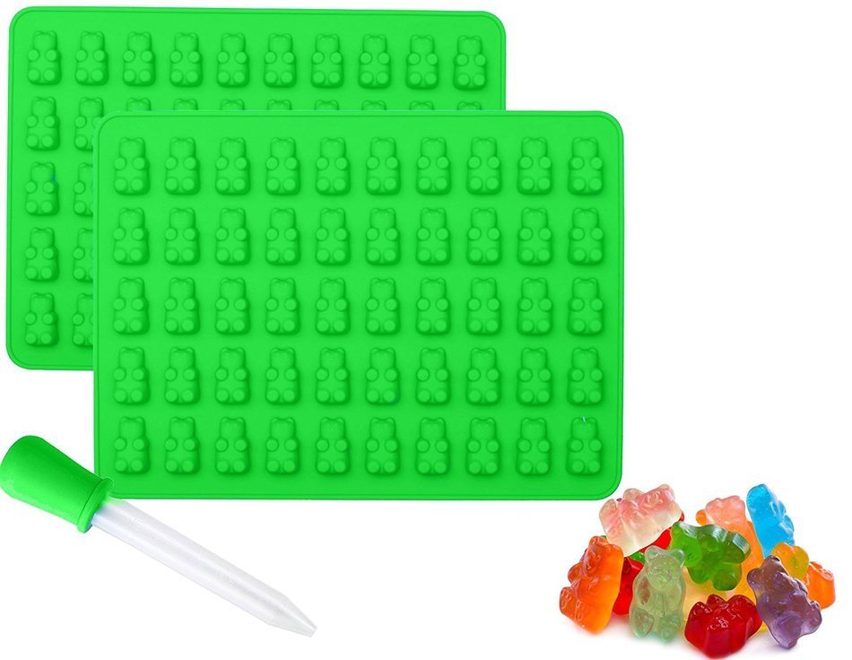 Gummy Bear Chocolate Molds and Candy Making Molds 2 Pack Plus Bonus Dropper for easy filling Make 100 Gummy Bears... N2