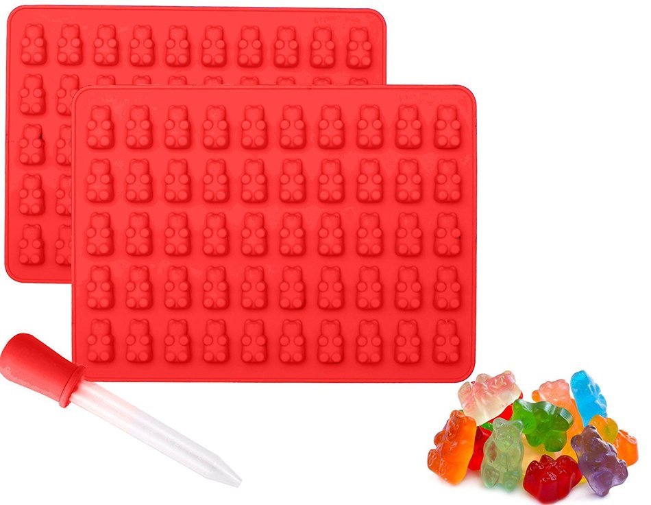 Gummy Bear Chocolate Molds and Candy Making Molds 2 Pack Plus Bonus Dropper for easy filling Make 100 Gummy Bears... N3