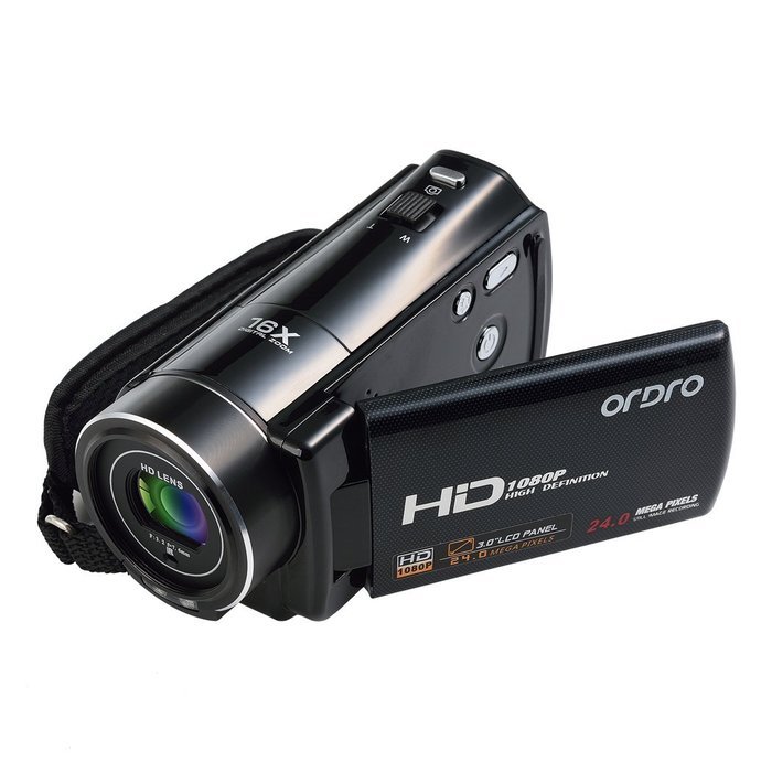 Ordro 1/3.2" CMOS Max 24.0MP Digital Video Camcorder/Camera HD 1080P with 3 inch LCD Screen - Black