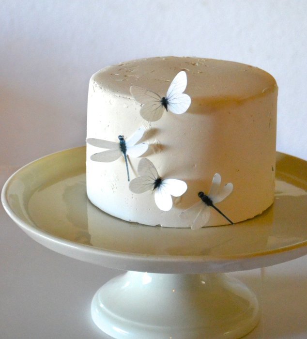 Edible Butterflies & Dragonflies &copy; Set of 24 Black and White - Cake and Cupcake Toppers, Decoration