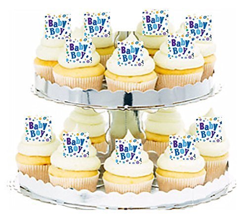 Baby Boy Stars 24pk Edible Cupcake Decoration Topper Picks
