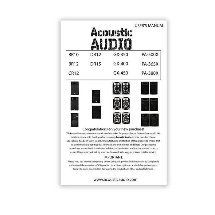 Acoustic Audio GX-400 Speakers, Amp and Cables DJ PA Karaoke 1200 Watts 2 Way GX-400-PK3 N8