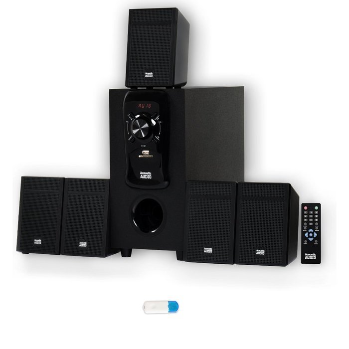 Acoustic Audio AA5150 Home Theater 5.1 Speaker System with USB Bluetooth and FM Tuner N2