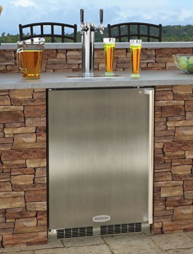 Marvel MO24BTS2RS Outdoor Built-In Beer Dispenser, Twin Tap, Solid Door, Right Hinge, 24", Stainless Steel
