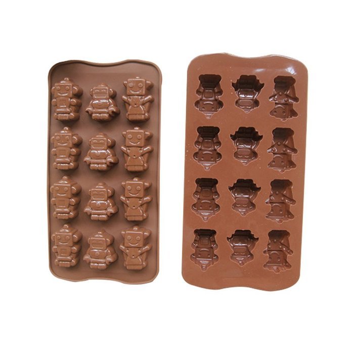 Gabkey robot Silicone Chocolate Hard Candy Mold Set Heat Resistant - 2 Piece Set N2