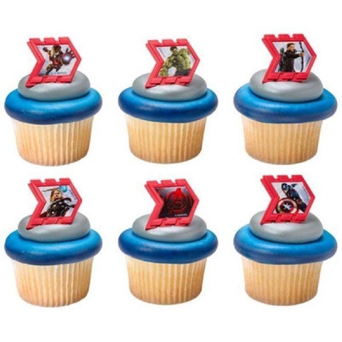 12 Avengers 2 Age of Ultron Reassemble Party Cupcake Ring New