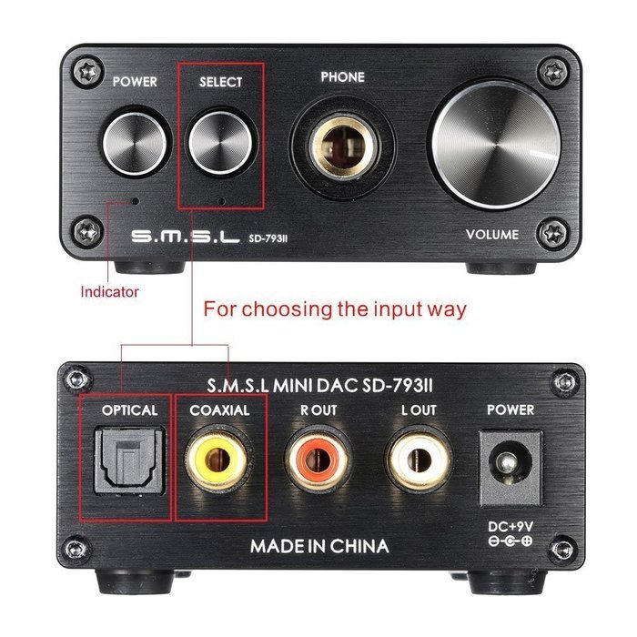 Fisound SMSL SD793II DAC Digital Audio Decoder Mini Coaxial Optical Input Headphone Amplifier 24BIT/96KHZ PCM1793... N8