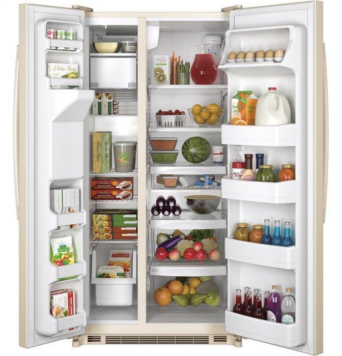 GE GSE22ETHCC 34" Energy Star Rated Side-By-Side Refrigerator with 21.8 cu. ft. Capacity,in Bisque