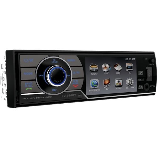 POWER ACOUSTIK PD-344B 3.4" Single-DIN In-Dash DVD Receiver with Detachable Face & Bluetooth(R)
