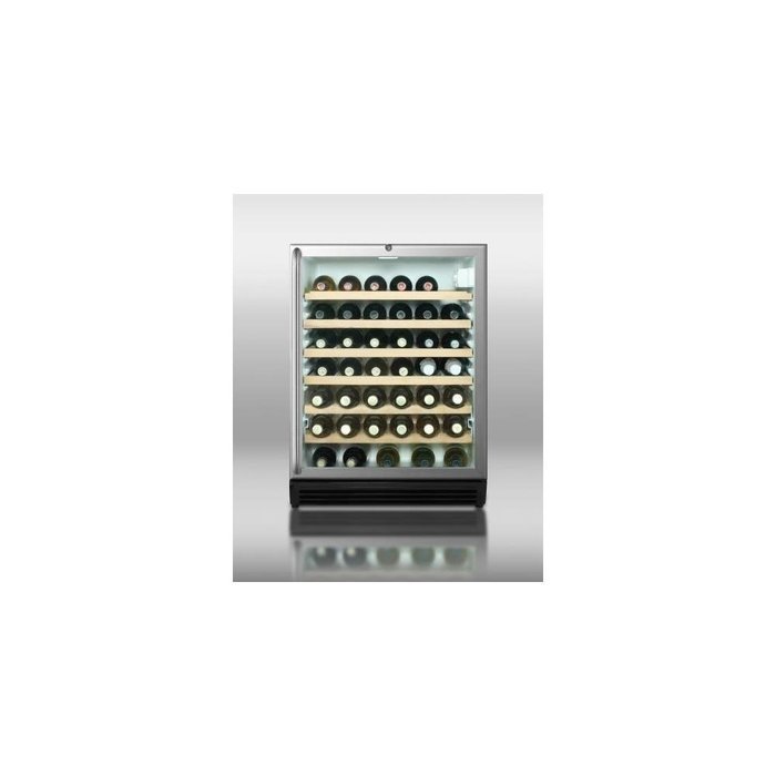 Summit SCR600BLSHADA: ADA compliant, commercially approved glass door beverage center with black cabinet, full-length...