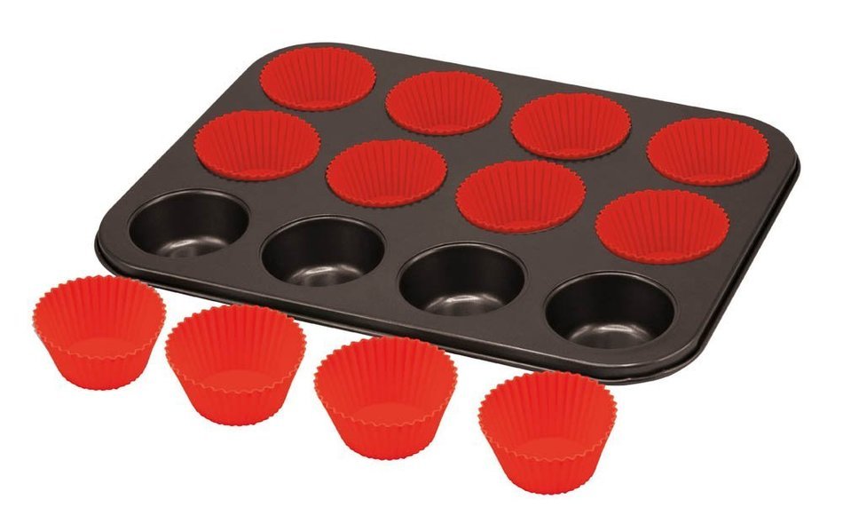 Sunshine Megastore Cupcake Baking Tray with 12 Silicone Cup