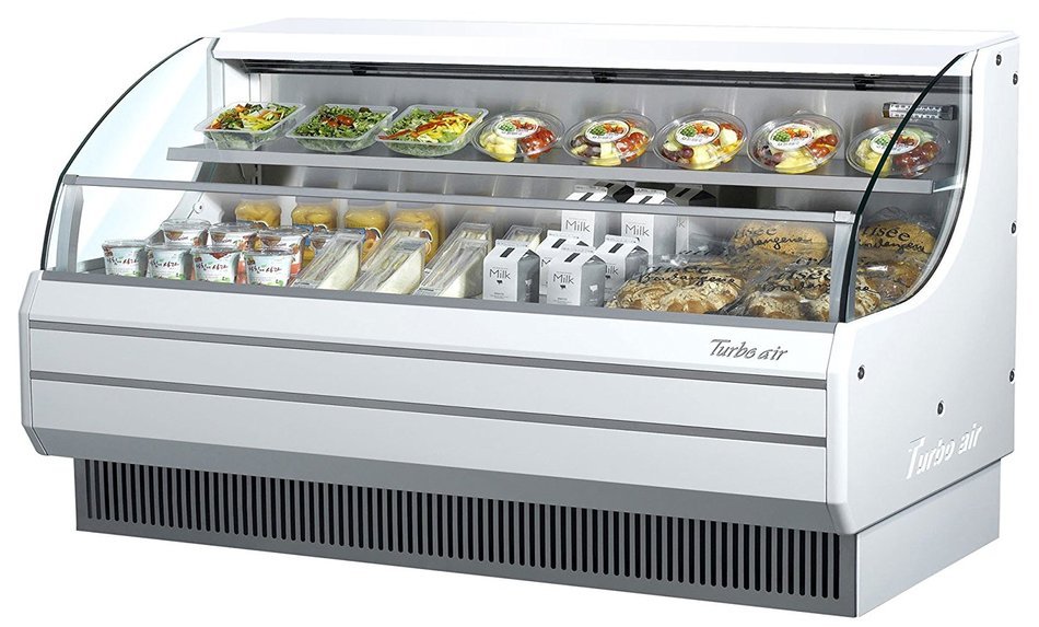 Turbo Air TOM75L 75" Low Profile Display Merchandiser with Modern Design Attractive Glass Sides Environmental...