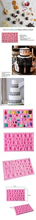 Anyana Mini Gem Diamond Shape Fondant Mold Silicone Cake Candy Chocolate Mould Cake Decorating Tool