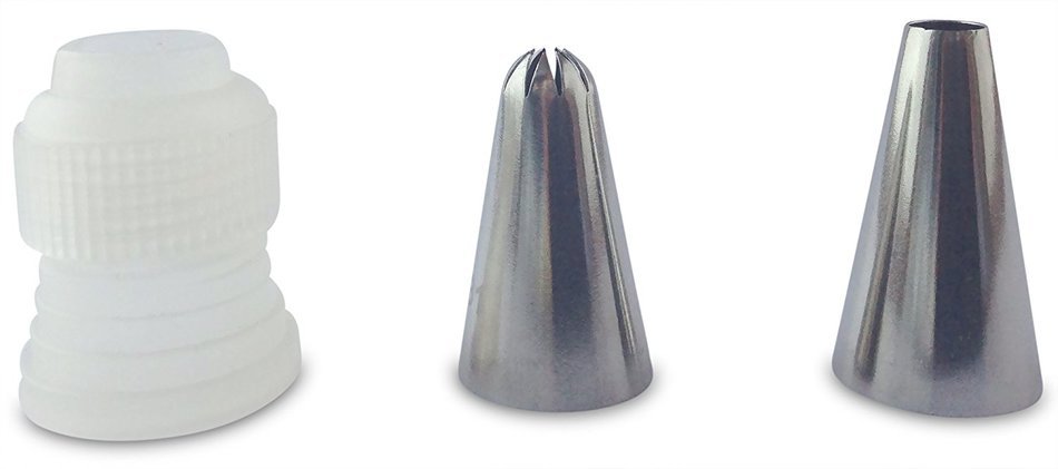 17 Piece Cake & Cupcake Decorating Tips Kit Stainless Steel Icing Nozzles & Set Of 16in Disposable Piping Bags... N6