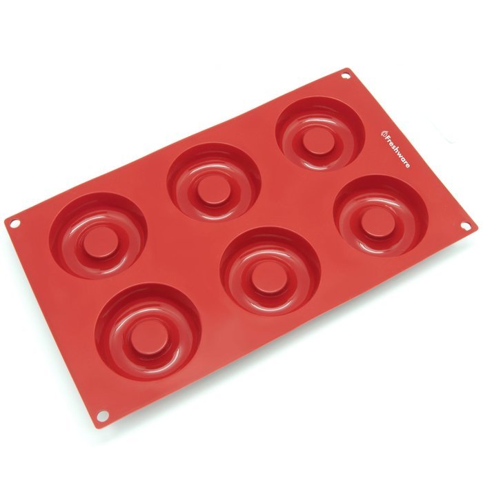 Freshware SM-102RD 18-Cavity Silicone Mini Savarin and Donut Chocolate, Candy and Gummy Mold N2