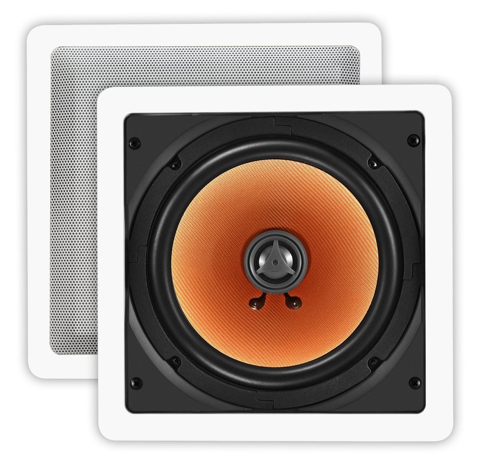 OSD Audio CW840SQ White 8-inch Poly Square In-Ceiling or In-Wall Speaker Pair N11