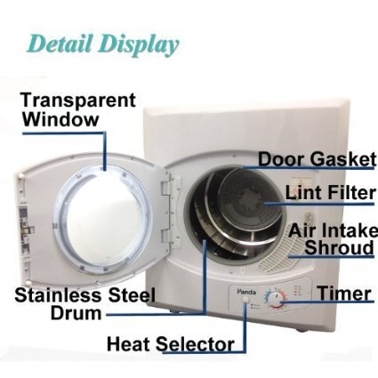Panda Portable Compact Cloths Dryer Apartment Size 110v stainless Steel Drum See Through Window8.8lbs Capacity... N7