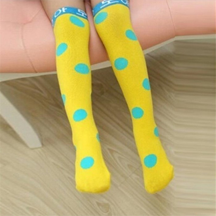 Banggood 1pair Children Candy Polka Dot Kids Long Socks N7
