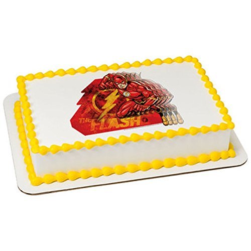 8" Round - Justice league Flash Licensed Birthday - Edible Cake/Cupcake Topper!!!