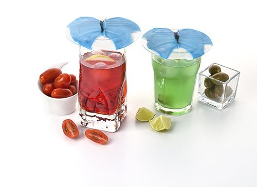 Charles Viancin Butterfly Drink Cover Set/2 - Blue