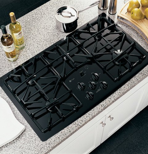 GE JGP970BEKBB Profile 36" Black Gas Sealed Burner Cooktop