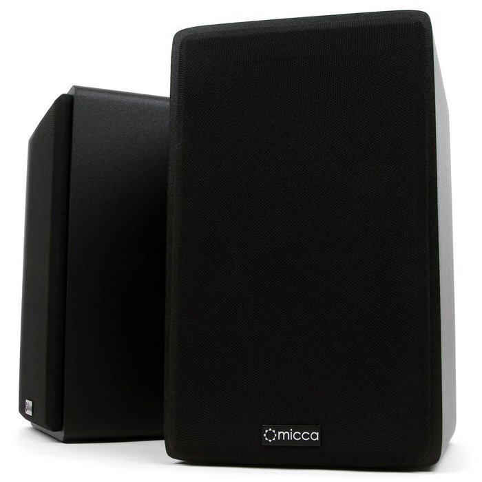 Micca MB42X Bookshelf Speakers With 4-Inch Carbon Fiber Woofer and Silk Dome Tweeter (Black, Pair) and AmazonBasics... N5