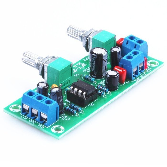 Qianson DC 12V-24V Low-pass Filter NE5532 Bass Tone Subwoofer Pre-Amplifier Preamp Board N8