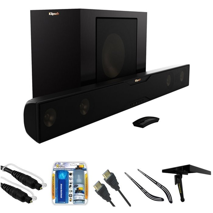 Klipsch Bluetooth Soundbar with Wireless Subwoofer (R-20B) with 6ft 5.0mm Audio Cable, TV/LCD Screen Cleaning... N2