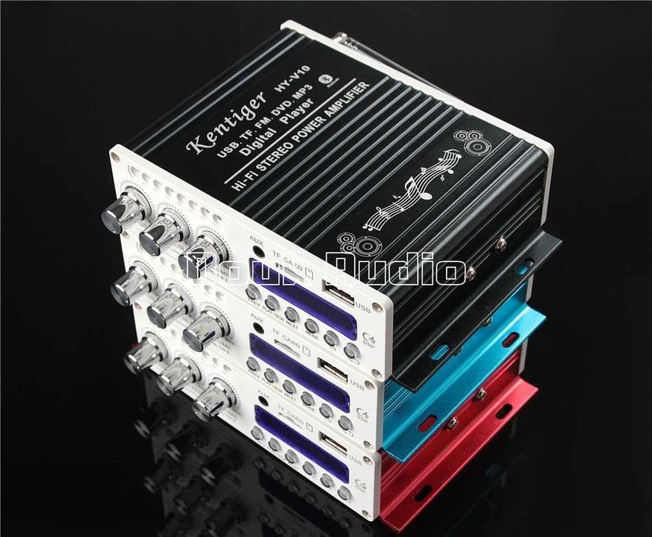 Douk Audio Bluetooth Digital HiFi Stereo Power Amplifier Bass Auto Car Audio Amp USB MP3 FM (Blue) N19