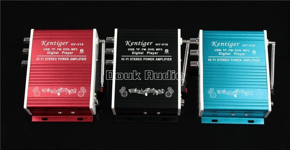Douk Audio Bluetooth Digital HiFi Stereo Power Amplifier Bass Auto Car Audio Amp USB MP3 FM (Blue) N20