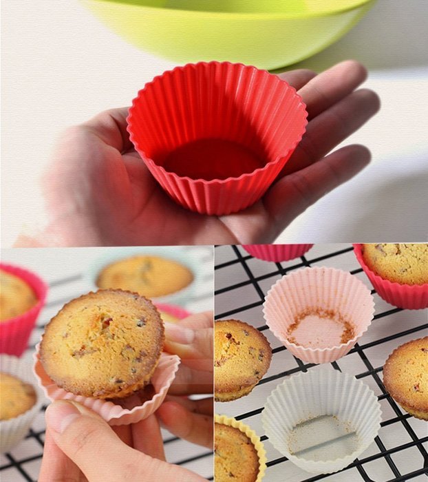 Misula 24 Pack Reusable & Nonstick Baking Cups 2.8 inch Silicone Cupcake Liners - - Muffin Molds - Cupcake Holders... N3